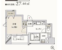 プライマル月島 1Kの間取図画像