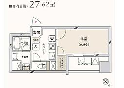 プライマル月島 1Kの間取図画像