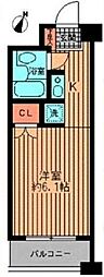 プライムアーバン勝どき 1Kの間取図画像
