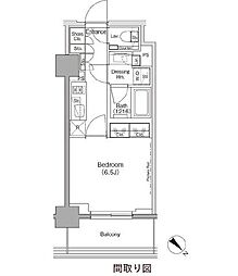 ザ・パークハビオ月島フロント 1Kの間取図画像