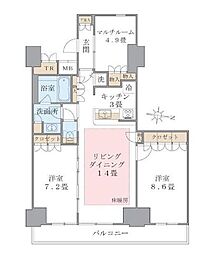 Brilliaist東雲キャナルコート 2SLDKの間取図画像