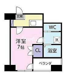ヴィーダ勝どき 1Kの間取図画像
