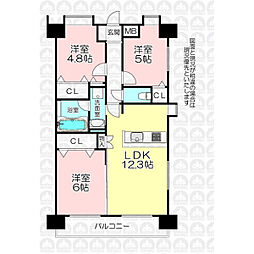 オレンジコート小手指 3LDKの間取図画像