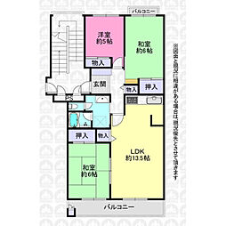 入間ビレジ7号棟 3LDKの間取図画像
