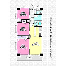 ライオンズマンション若葉 3LDKの間取図画像