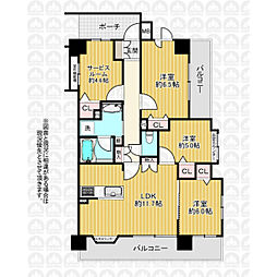 ダイアパレス川越西小仙波 3SLDKの間取図画像