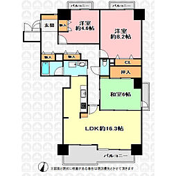朝日センチュリーみずほ台D棟 3LDKの間取図画像