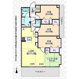エクセレント武蔵野公園A棟 3LDKの間取図画像