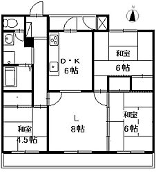 三浦海岸ハイツ7号棟 3LDKの間取図画像