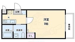 フラッティ堀川高辻 1Kの間取図画像