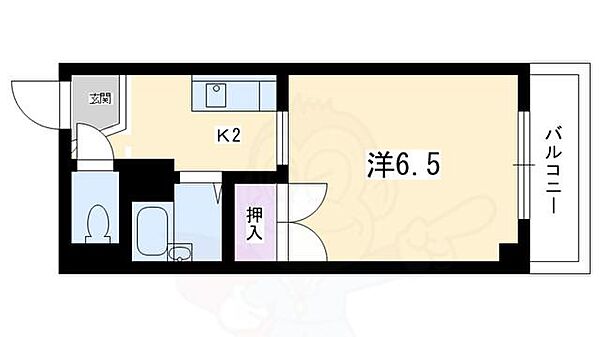 レジデンスオザック 405｜京都府京都市右京区西院下花田町(賃貸マンション1K・4階・20.00㎡)の写真 その2