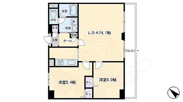 デリード北大路 304｜京都府京都市左京区高野西開町(賃貸マンション2LDK・3階・62.30㎡)の写真 その2