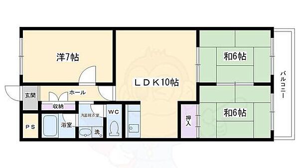 第2コーポ藤岡 408｜京都府京都市西京区牛ケ瀬奥ノ防町(賃貸マンション3LDK・4階・60.48㎡)の写真 その2