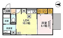 阪急京都本線 西京極駅 徒歩15分の賃貸アパート 1階1LDKの間取り