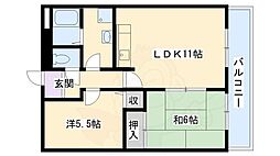 クリアサガ嵐山 1階2LDKの間取り