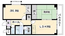カルモ中村 2階2LDKの間取り