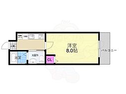 フラッティ壬生 1階1Kの間取り