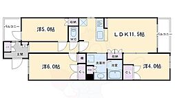 グランレ・ジェイド京都河原町 3LDKの間取図画像