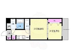 CREST TAPP　京都二条 1階2Kの間取り