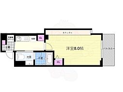 Flair京都五条烏丸 1Kの間取図画像
