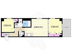 間之町御池レジデンス 2LDKの間取図画像