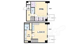 ヴェルビュ二条城東 1LDKの間取図画像