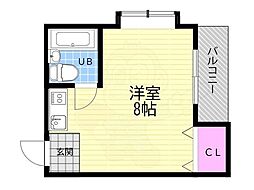 メサ太子橋 ワンルームの間取図画像