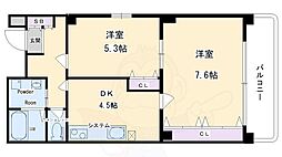 アマデウス西洞院 2DKの間取図画像