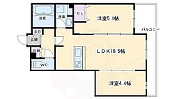 ヴィラ聖護院 2LDKの間取図画像