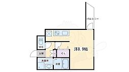 ブランネージュ銀閣寺道 1Kの間取図画像