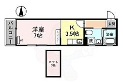 ドーリアNIJO駅東 1Kの間取図画像
