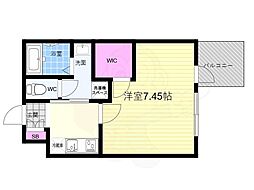 WELLSQUARE京都西陣WEST 1Kの間取図画像