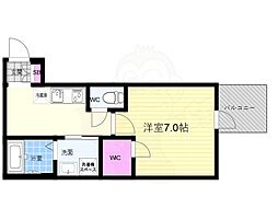 WELLSQUARE京都西陣WEST 1Kの間取図画像