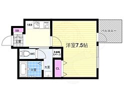 WELLSQUARE京都西陣WEST 1Kの間取図画像