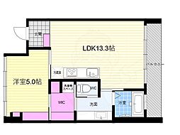 シャリマー西大路 1LDKの間取図画像