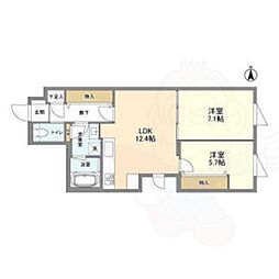カーサ壬生寺道 2LDKの間取図画像