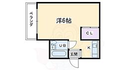 ウイッシュ河原町 ワンルームの間取図画像
