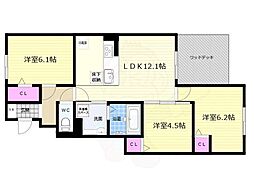 ティーズスクエア下鴨 3LDKの間取図画像