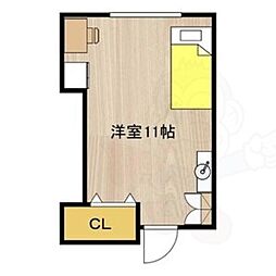 レヴィア北白川 ワンルームの間取図画像