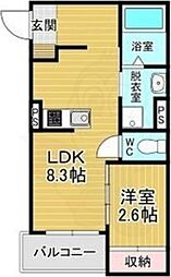 リアコート北山 1LDKの間取図画像