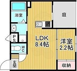 リアコート北山 1LDKの間取図画像