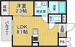 リアコート北山 1LDKの間取図画像