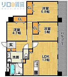ラウロ相川 1階3LDKの間取り