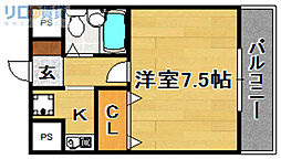 シャトレ下新庄 1Kの間取図画像
