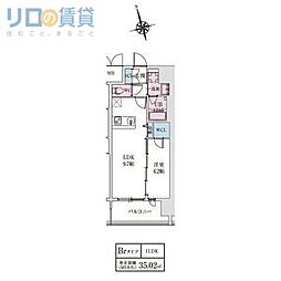 スプランディッドライズ新大阪ノース 1LDKの間取図画像