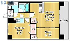 セイワパレス新大阪 1SLDKの間取図画像