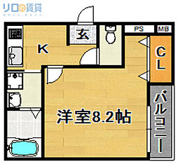 フジパレス井高野2番館 1Kの間取図画像