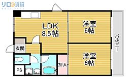 シャトラン南江口 2LDKの間取図画像