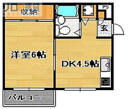 リバーサイドビューフラット 1DKの間取図画像
