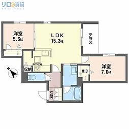 オルキデア クオーレ 2LDKの間取図画像
